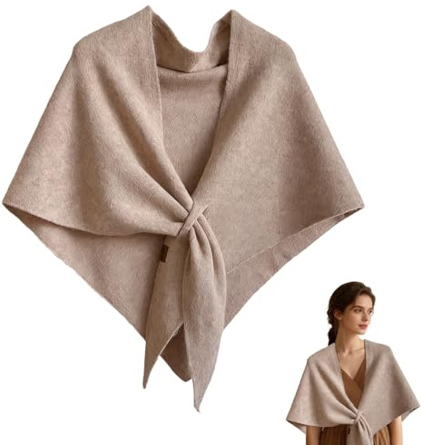 Pashmina Shawl Wraps,Knitted Shawls Wrap Cardigan Cape Wool Cashmere Shoulder Tops Shawls Scarf,Women's Solid Color Pashmina Shawl Wraps(KHAKI)