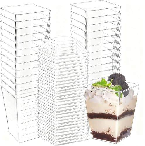 Wubushan Monoporzione per dolci 160ml Senza cucchiaio, 30Pcs Bicchierini finger food, Finger food con coperchio e Cucchiaio, Tazze da dessert trasparenti peril gelato, Budino, Mousse, Riso, Apericena