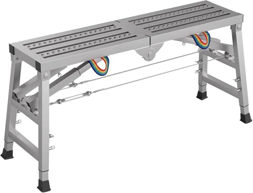 Galvaniserad stege med flera användningsområden Hopfällbar arbetsplattform for ställningar, mångsidig for hem/kontor/verkstad/garage(70.87x11.81x57.09 in)