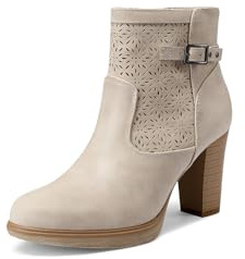 QUEEN HELENA Tronchetti Donna Stivaletti con Tacco Alto X34-76 (Beige, Taglia unica, Sistema Taglie Calzature EU, Adulto, Donna, Numero, Media, 38)