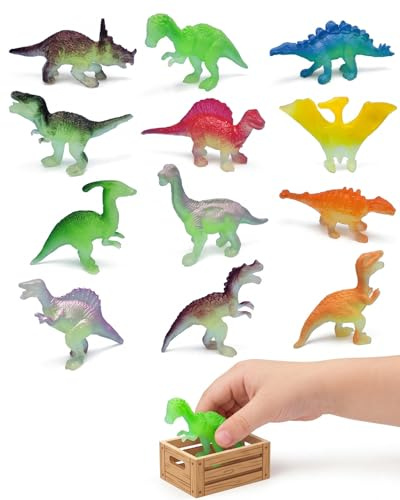 YIPFEN Lot de 12 Mini Figurines Dinosaure Réalistes en Plastique pour Enfants, Jouet Éducatif Robuste, Idéal Cadeau Anniversaire, Sacs Surprises & Déco Fête.