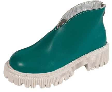 Generisch Bottines Chelsea à plateforme pour femme, bottines en cuir, bottes en cuir, bottes pour femme, bottes à tige large, pour loisirs, mariage, fête