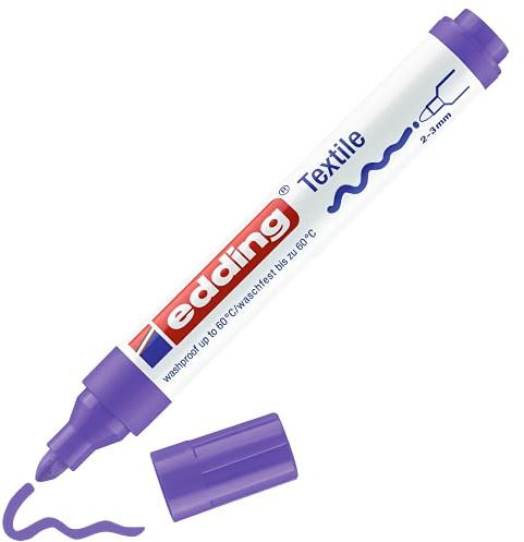 edding 4500 Textile Marker - neon Violet - 1 Pen - Round Nib 2-3 mm - Permanent Fabric Markers for Drawing on Textiles, wash-Resistant up to 60 °C - Marker pens for Fabric Lettering