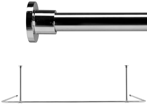 Croydex Premium Stainless Steel Ceiling Support C-Shaped Shower Rod, 200 x 100 cm