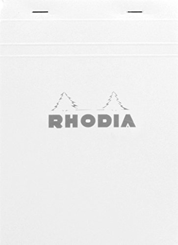 RHODIA cf16201 Notepad, No.16 (A5), 80 Sheets, 0.2-inch (5 mm) Grid Ruled, Water Repellent Cover, Perforated, PEFC Certified, Block Rodia, White
