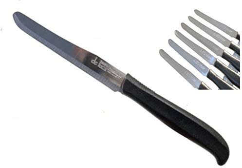 De Luca Set di COLTELLI da TAVOLA 6 Pezzi Lama Acciaio Inox Manico Nero