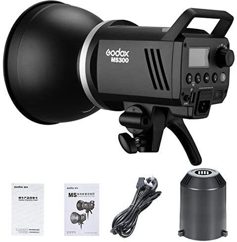 Godox MS300 Compact 300W Studio Flash,Small and Portable 2.4G Wireless X System GN58 5600K Monolight with Bowens Mount, 0.1-1.3s Recycle Time Outstanding Output Stability