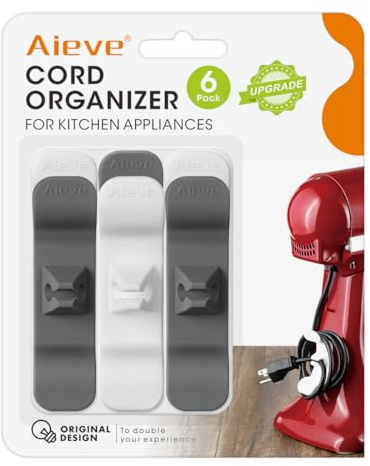 Aieve Cord Organizer for Appliances, 6 Pack Kitchen Appliance Cord Organizer, Appliance Cord Wrapper Cord Holder Stick on