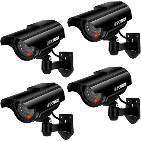 AlfaView Cámara Falsa Cámara de vigilancia Falsa simulada con Bala Solar Cámara Domo CCTV de Seguridad con luz LED Intermitente para Exteriores Interiores hogar Negocios