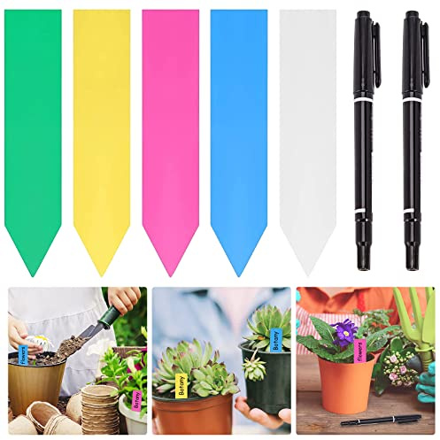 500 Piezas Etiquetas Plantas Plastico, Etiquetas para Plantas Jardineria Exterior, Marcadores de Jardín Impermeable con 2 Rotuladores Negros, para Semillero, Semillas, Plantas, Hierbas