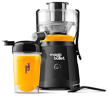 magic bullet Mini Juicer, Countertop Space-Saving, 2 Feed Chute for Fruits and Vegetables, 400W, 16oz Cup, Compact Design, Black, MBJ50100AK