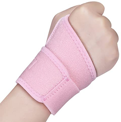 Wrist Supports Compression Wrist Brace Adjustable Carpal Tunnel Support for Women and Men Left Right Hand Support Strap for Joint Pain, Arthritis, Tendonitis, Wrist Sprain, Sports (Pink, Right)