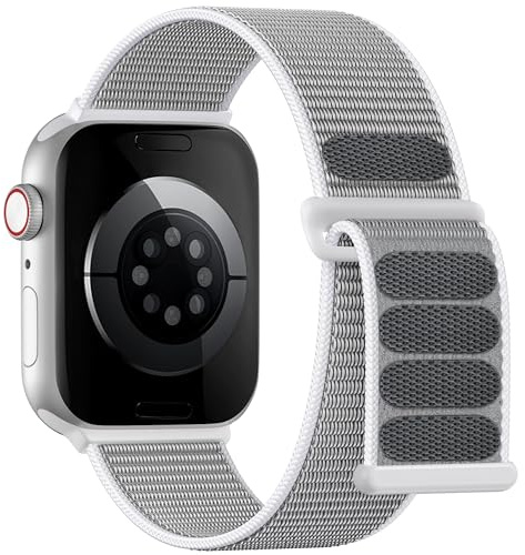 Lenrao Sportloop kompatibel med Apple Watch-band för kvinnor män 40 mm 41 mm 42 mm 38 mm, mjuka andningsbara nylonarmband för iWatch Band serie 11/10/9/8/7/6/5/4 SE 3/2/1 rockgrey
