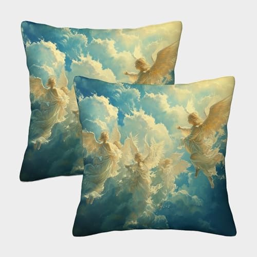 Ángel Fundas De Almohada Juego De 2 Alas Fundas De Cojín con Cremallera Modernas Decoración Almohada para Sofá Coche Cama Sillas 40x40cm