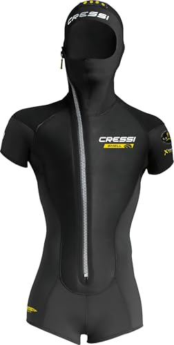 CRESSI Shell Man Jacket 5mm S/2 – Men's Short Sleeved Oversuit made of Ultra Stretch Neoprene with Differentiated Thicknesses 5+3.5mm, Black, S/2