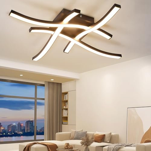 CBJKTX Deckenlampe LED Deckenleuchte Schlafzimmer - Schwarz 24W Wohnzimmerlampe 3000K Warmweiß Modern Design Schlafzimmerlampe Metall Küchenlampe für Wohnzimmer Flur Büro Küche Esszimmer