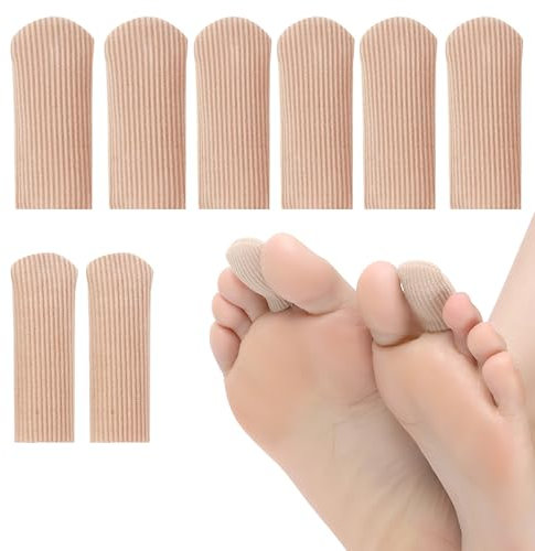 Lot de 8 embouts de protection pour gros orteil - Revêtement en tissu flexible et rembourrage en gel de silicone - Idéal pour soulager les cors, les ampoules et les callosités - Adaptables et