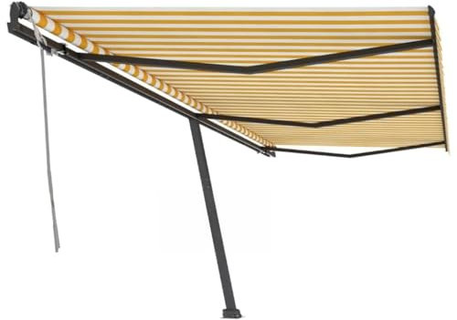 LLEZKBR Furniture select-Freestanding Manual Retractable Awning 600x350 cm Yellow/White