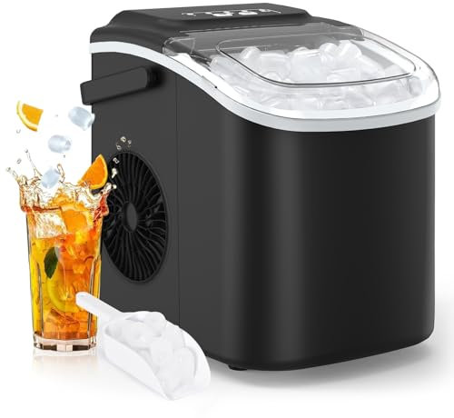 Máquina de Hielo para Casa PALINTH, 9 Cubitos de Hielo por Ciclo de 6-10 Minutos, Máquina de Hacer Hielo Capacidad 12kg/24h, Maquina de Hielo Profesional, con Cesta y Pala