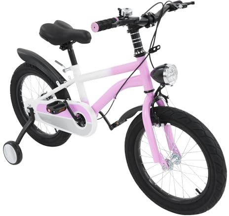ACROSSPART Bicicleta infantil de 40,64 cm, bicicleta para niños con ruedas de apoyo y lámpara LED, bicicleta infantil a partir de 3 años, bicicletas infantiles con altura ajustable, bicicleta para
