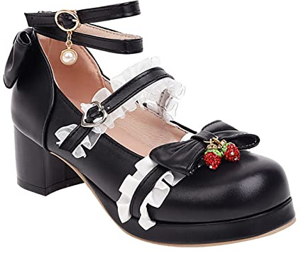 FGUUTYM Mary Jane Mocassini Con Tacco Alto Da Ragazza E Donna Carine Ed Eleganti Scarpe Da Principessa Scarpe Da Cerimonia Con Punta A Nastro Perla Fragola Scarpe Da Sera Da Sposa Scarpe Da Festa