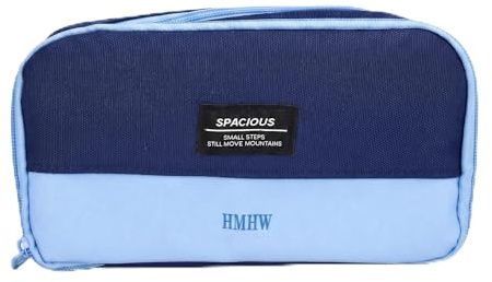DINSAGE Astuccio grande per ragazzi con 11 scomparti, per studenti e studenti, robusto astuccio con portapenne e scomparti a rete, impermeabile, per scuola, università, ufficio, Blu, moderno