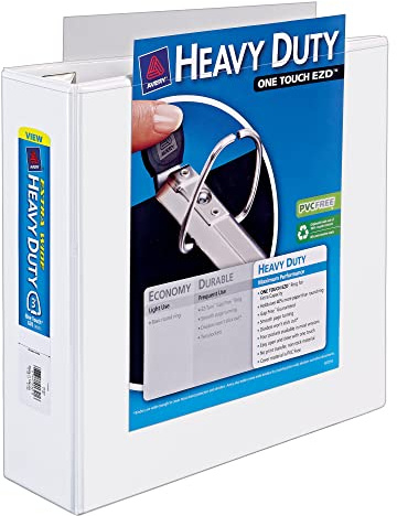 Avery Heavy-Duty View 3 Ring Binder, Extra Wide, 3 EZD Rings, 1 White Binder (01321)