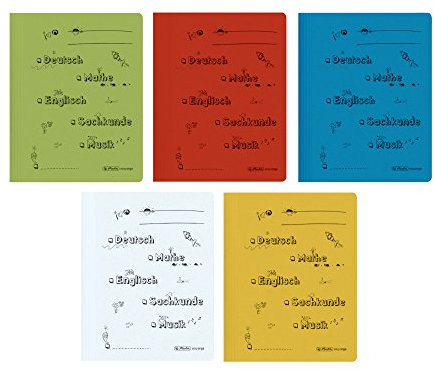 Herlitz Schnellhefter A4 Karton mit Schulfach-Aufdruck für die Grundschule, 5 Stück