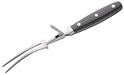 MasterClass Stainless Steel Carving Fork with Guard, for Meat and All Roasts, Comfortable Grip, 28 cm (11), Black