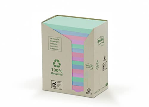 Post-it 655-1RPT Haftnotiz Recycling Pastell Rainbow Notes Tower