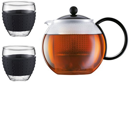 BODUM Tea Press, 1.0 L, 34 Oz And 2-Piece Glass, 0.35 L, 12 Oz,, K1844-01-2