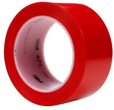 3M 471 Vinyl Tape, 50 mm x 33 m, Red, Pack of 24