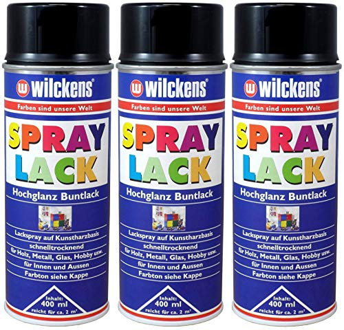 3x Wilckens 400ml Spraydose Spraylack Alkydharzlack Sprühlack Lack schwarz Verkehrsschwarz glanz RAL 9017 100ml/0,99€