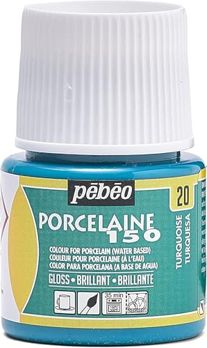 Pebeo Porcelaine 150 Flacons de Peinture pour Porcelaine, Turquoise, Turquoise