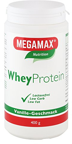 MEGAMAX Whey Protein Drink Molkeneiweiß Vanille 400 g | laktosefreie Molkeneiweißisolat | hochwertiges Low Carb MolkeproteinIsolat | Eiweiß-Shake ideal für Muskelaufbau, Knochen u. Fitness