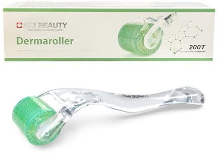 KOI BEAUTY Derma Roller 0.5mm - 200 REAL NEEDLE, Professional Microneedling Roller for Hair &Beard Growth at Home, Micro Needling Roller Titanium for Face Body Scalp for Women Men