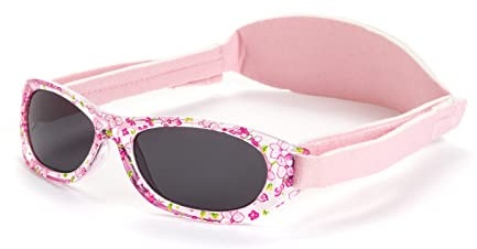 Kiddus Lunettes de Soleil Bébé 6-18 Mois, pour Fille et Garçon, Filtre UV400 CAT 3, Protection 100% UVA UVB, Sans BPA, Bande Ajustable, Légères - 01 Rose Fleurs