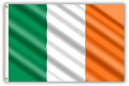 Ireland Flag 5ft x 3ft with Brass Eyelets – Polyester Irish Flag Banner for Rugby Matches, St Patrick'S Day, Home & Garden Display