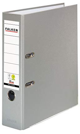 Original Falken PP-Color Kunststoff-Ordner. Made in Germany. 8 cm breit DIN A4 grau Ringordner Vegan Aktenordner Briefordner Büroordner Plastikordner Schlitzordner