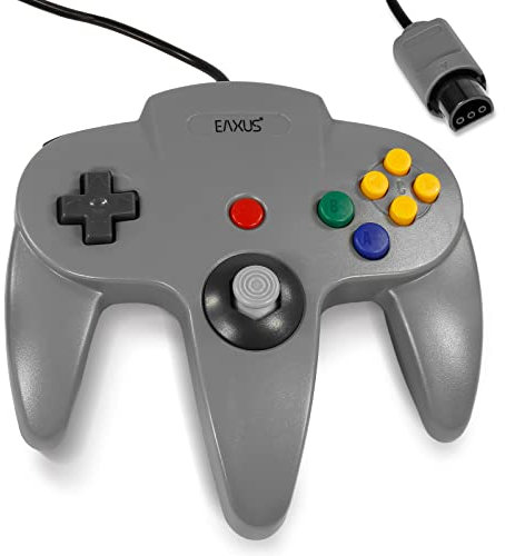 Eaxus® Controller geeignet für N64 - Gamepad kompatibel mit Nintendo 64 Konsole mit vielen Funktionen, Grau