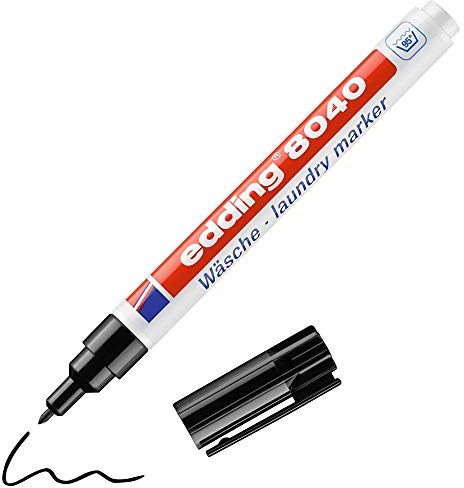 Edding 8040 Marqueur spécial tissu - noir - 1 stylo - pointe ronde de 1 mm - feutre textile lavable en machine (95 °C) pour écrire sur les vêtements - marqueur textile