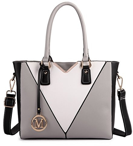 Miss Lulu Handbags for Women, V-Shape Shoulder Tote Bag, Lightweight Leather Look Medium Handbag