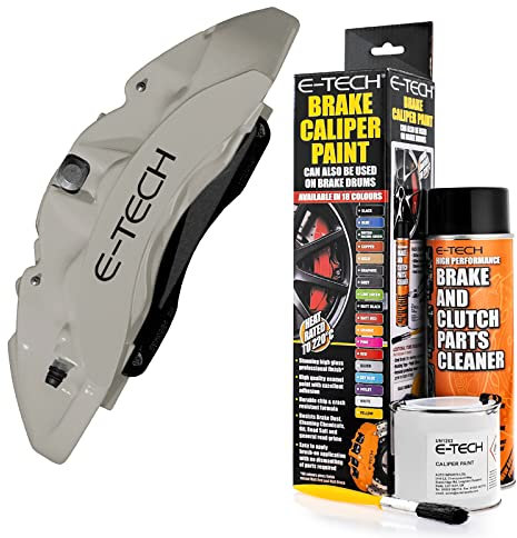 E-TECH Silver Brake Caliper/Drum Paint - EBCP-S - Complete Kit inc Paint/Cleaner & Brush