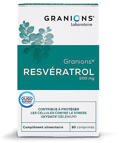 Resvératrol GRANIONS | Complément alimentaire anti âge | Trans resveratrol 200mg avec Selenium + Renouée du japon | Anti age, antioxydant, protection cellulaire | Made in France | 30 gélules