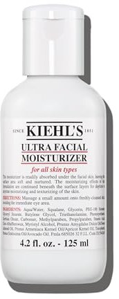Kiehl's Ultra Facial Moisturizer, for Easy Daily Hydration, Infused with Squalane and Glycerin, Replenishes Moisture Barrier and Softens Skin, Suitable for All Skin Types, Fragrance-Free - 4.2 fl oz