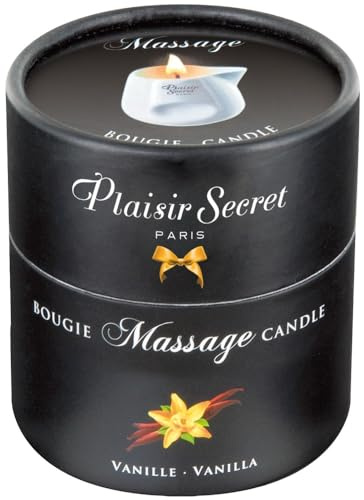 Plaisirs Secrets Bougie de Massage Gourmande Parfum Vanille 80 ml, Noir
