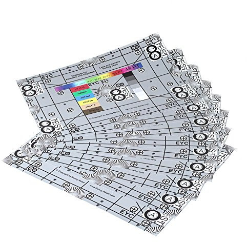 Enjoyyourcamera 9er-Set Testkarte für Kameras und Objektive mit 24 Millimeter Normalobjektiv und Autofokus
