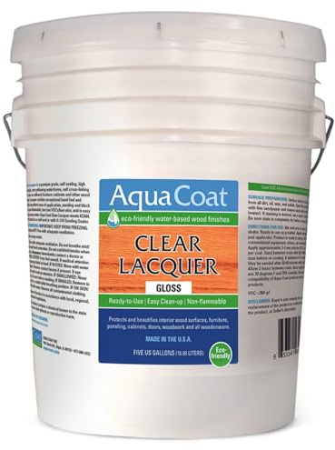 Aqua Coat Clear Lacquer - Gloss (5 Gallon), Self-Cross-Linking,
