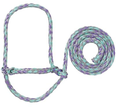 Weaver Livestock Poly Rope Sheep Halter, Modern Style Braid Sheep and Goat Rope Halter, Adjustable Lamb Halter Lead, Livestock Sheep Showing Supplies