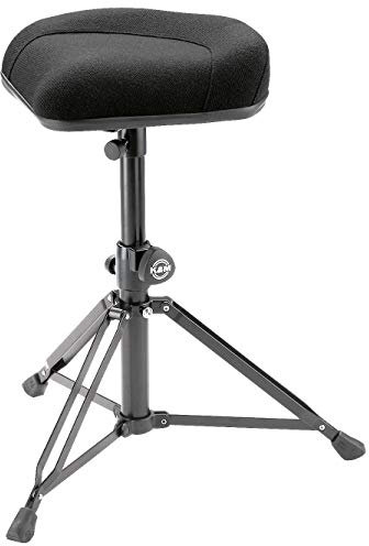 K&M 14056 Drummersitz Nick Schwarz - Stahl, Stoff-Bezug - Ergonomischer Hocker für Schlagzeuger - großer Sitz, klappbar